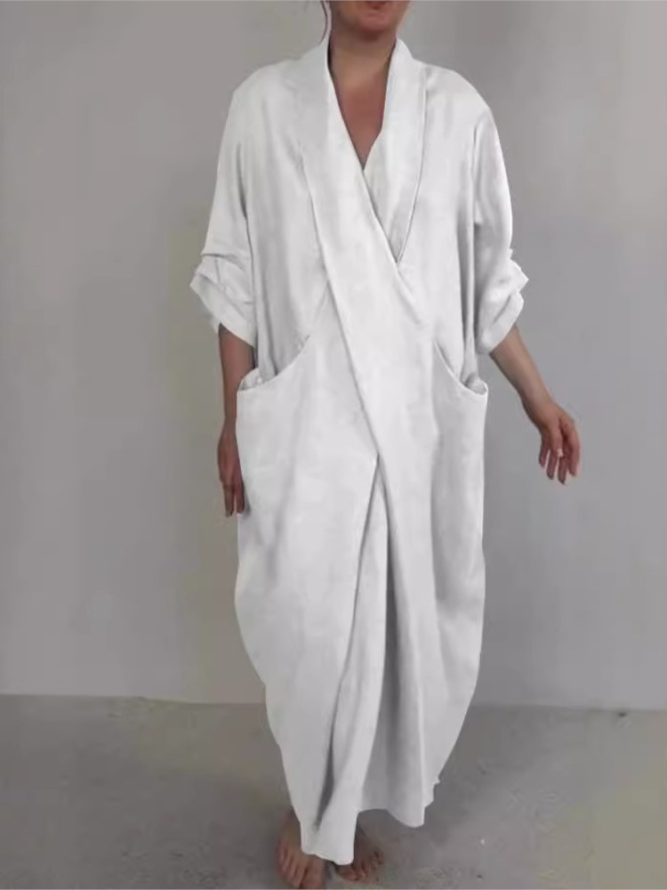 Décontracté solide Robe ample pour Femme mode col en V pull robes femmes vacances femmes vêtements Robe Femme printemps été nouveau