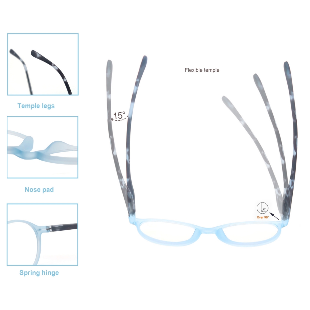 Lunettes de lecture rondes pour femmes, charnière à ressort, lecteurs presbytes légers, monture classique multicolore (rouge/bleu/violet/Orange)