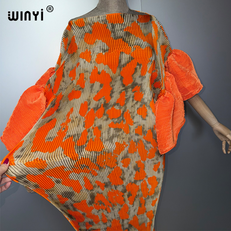 Robe plissée WINYI à manches bouffantes, paréo de plage, caftan musulman, abaya, robe de soirée longue de luxe de Dubaï pour femmes