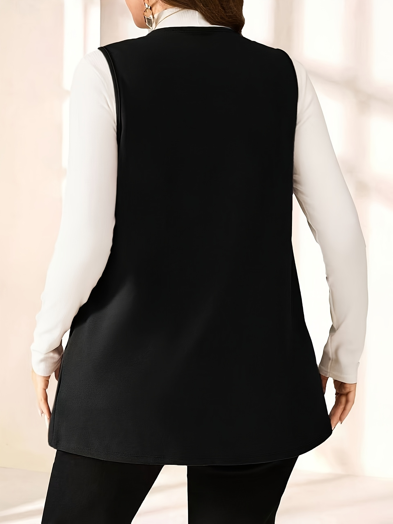 Gilet cardigan élégant grande taille à ouverture sur le devant