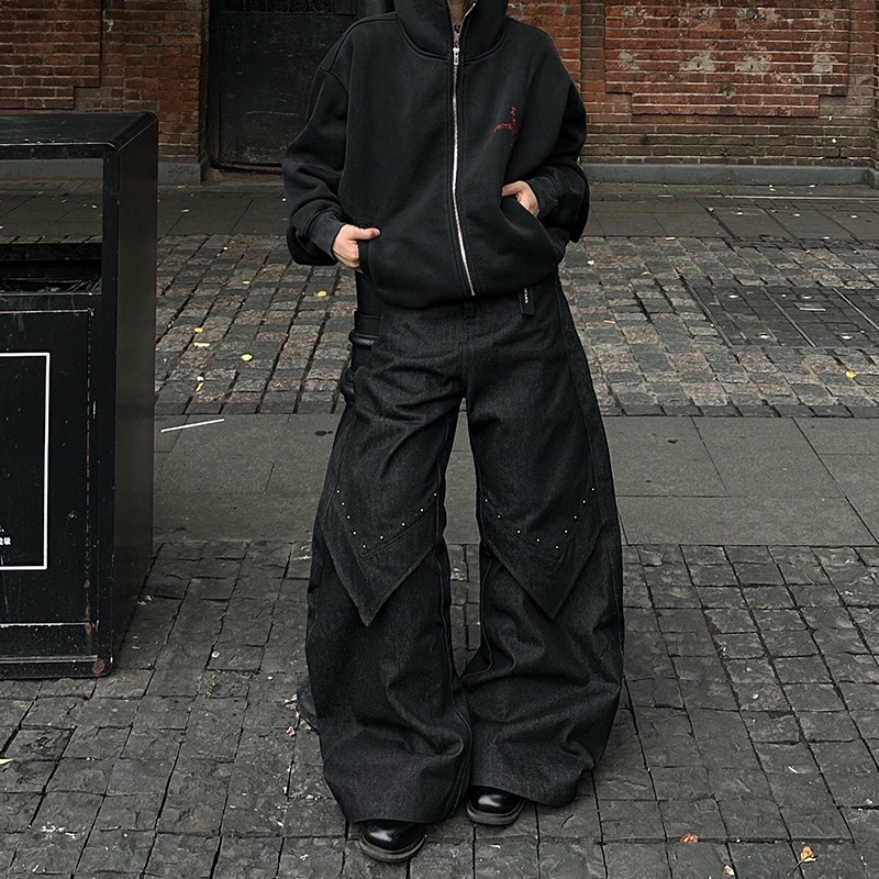 Jean noir femmes Style américain Y2K 90S Vintage taille haute Jean pantalon droit Streetwear décontracté ample jambe large Denim pantalon