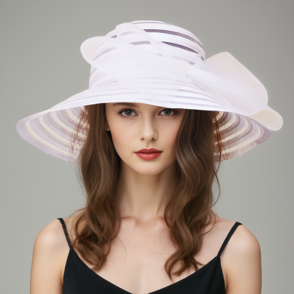 Chapeau en maille Organza pour femmes, 1 pièce, à volants, à large bord, chapeau de soleil de mariée d'été, français, Europe et amérique, casquette de fête exquise, casquette de plage
