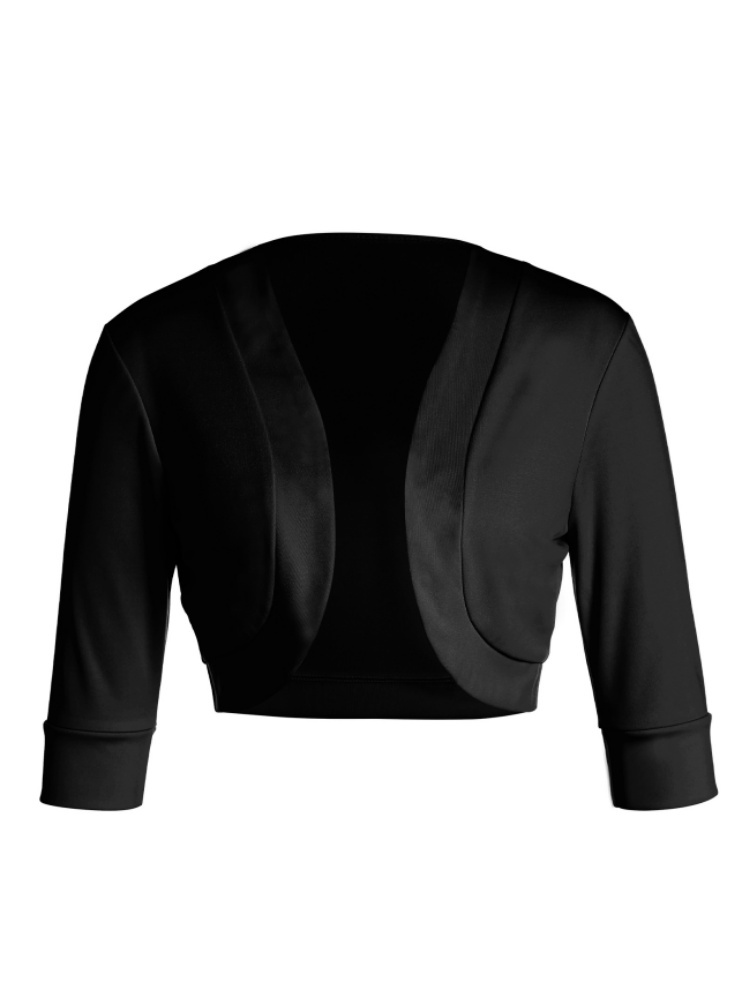 Veste courte à manches longues pour femmes, cardigan monochrome, gilet court, printemps, été, automne