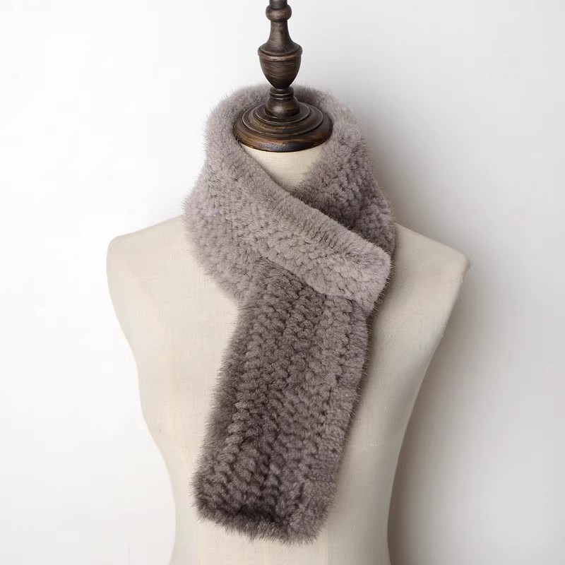 Écharpes en fourrure de vison véritable 100 % naturelle, chaudes, tricotées, pour femme, style court, châle de luxe, promotion hiver
