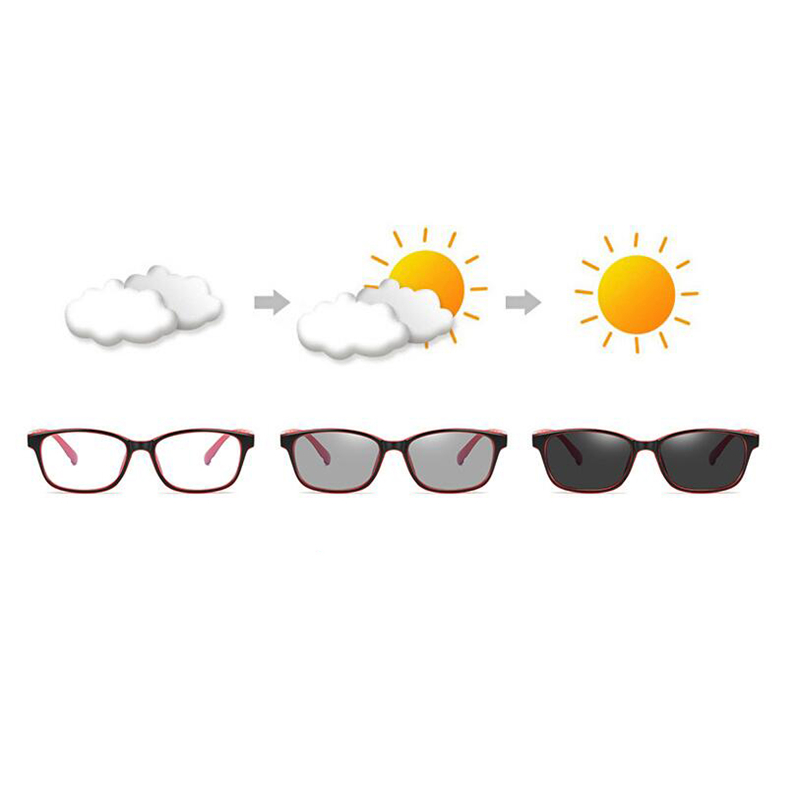 Mode plastique noir gris cadre carré myope lunettes soleil photochromique gris Prescription lunettes 0 -0.5 -0.75 à-6.0