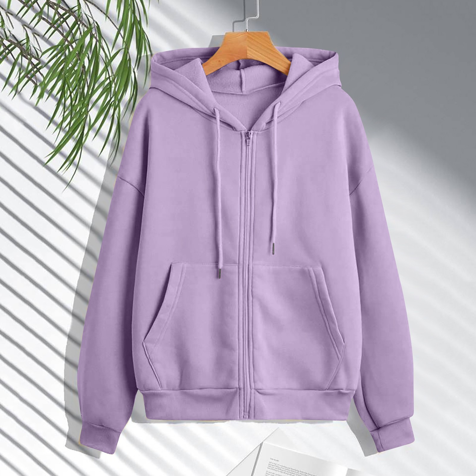 Sweat à capuche de sport pour femmes, nouvelle mode printemps, cardigan décontracté, pull de sport avec cordon de serrage, couleur unie, fermeture éclair