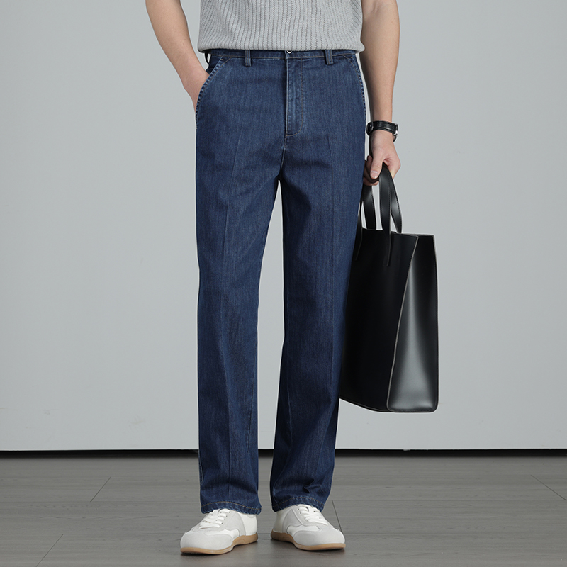Pantalon en jean droit léger pour homme, en soie lyocell, décontracté et professionnel, collection été 2026, haute qualité