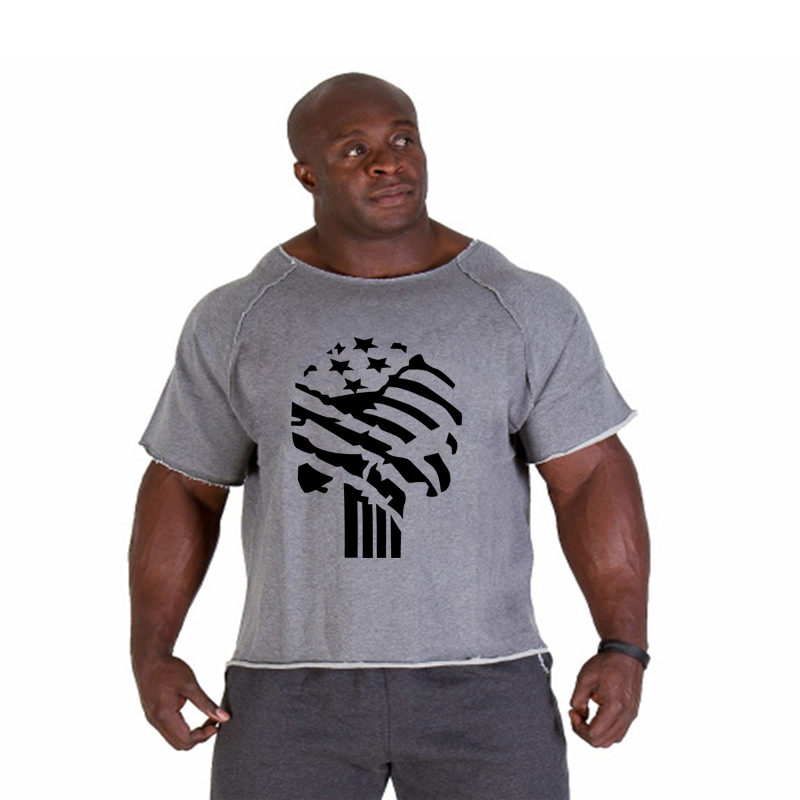 T-shirt Respirant en Coton Vintage pour Homme, Vêtement de Musculation, Gym, Course à Pied, Été