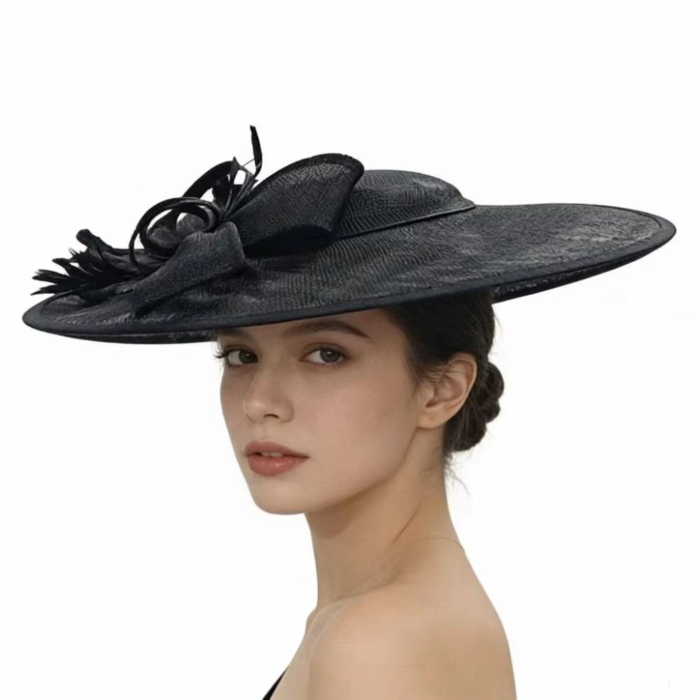 Pince à cheveux, Bandeau à nœud en maille exquis, Chapeau vintage style Kentucky à large bord de style français, Chapeau formel à fleurs, Fascinator à plumes, Spectacle de danse