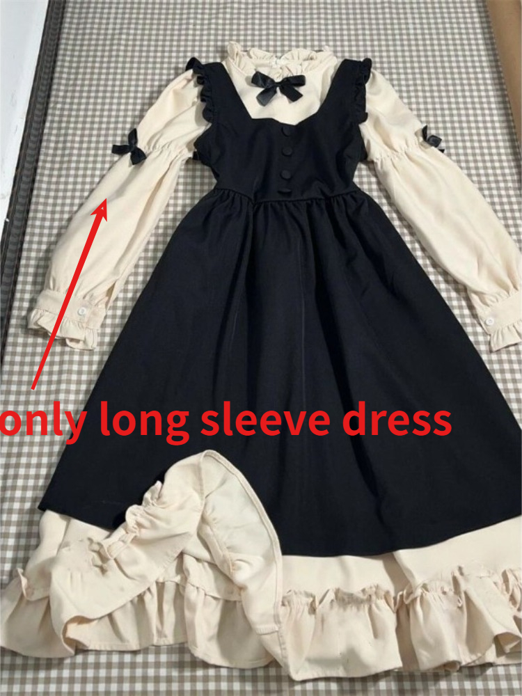 Robes Vintage à manches longues avec nœud en Patchwork + robe gilet noire sans manches pour femmes, nouveaux ensembles deux pièces printemps 2026