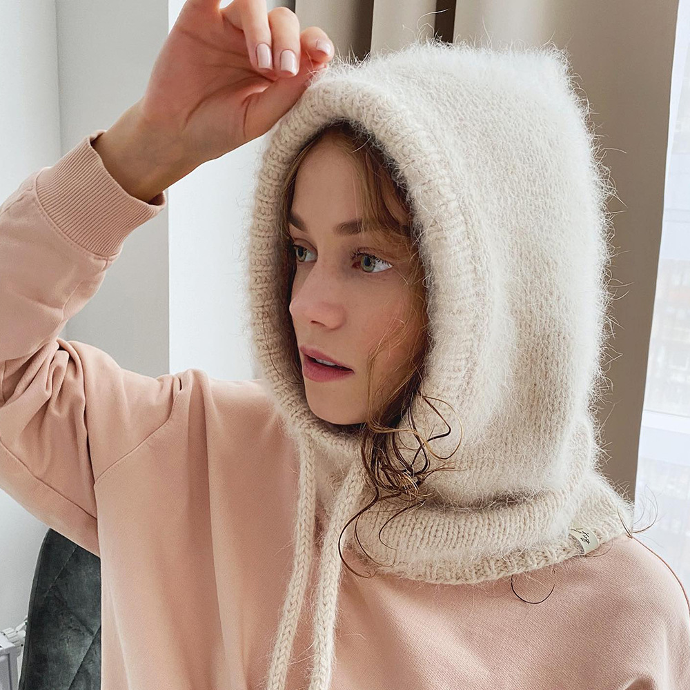 Bonnet à capuche tricoté pour femmes et filles, chapeaux d'hiver, écharpe chaude, cagoule pour jeunes, bonnet tête de mort, oreillette
