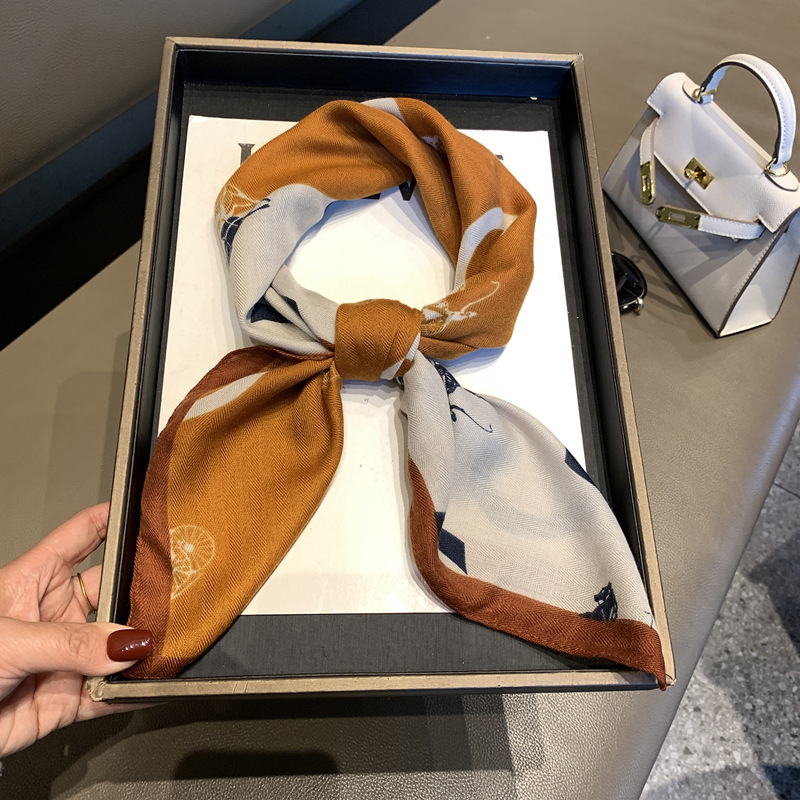 Foulard carré en soie 70x70 cm, style français haut de gamme, tendance, confortable, protection solaire, décoratif