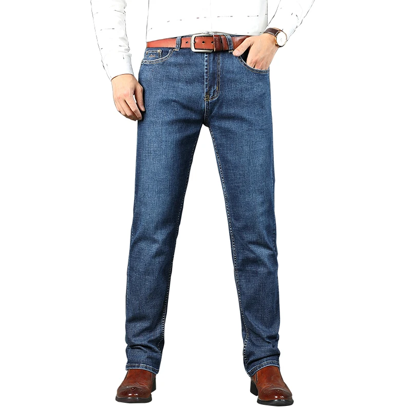 Jeans pour hommes de marque, décontractés, coupe droite, extensibles, classiques, bleus, pantalons en denim de travail, vêtements de marque pour hommes, taille 28-40