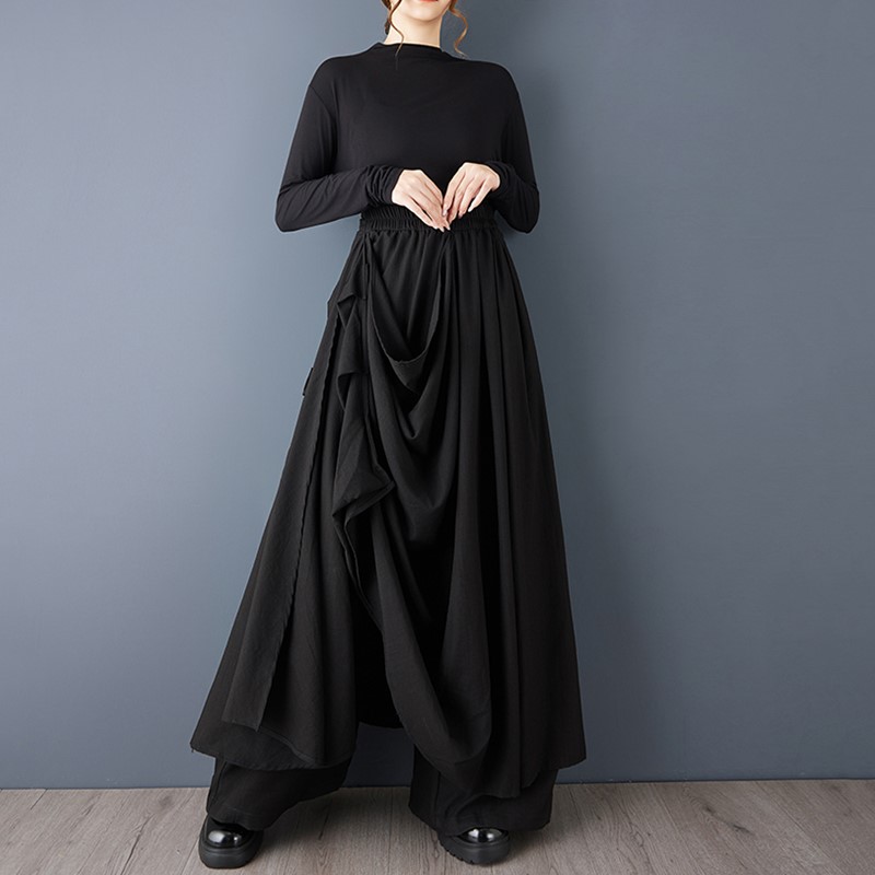 Noir taille haute surdimensionné vintage décontracté ample longue printemps automne vêtements pantalons à jambes larges pour femmes 2025 pantalon Streetwear