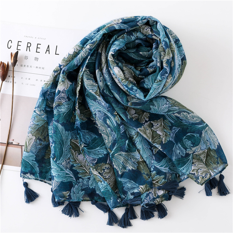 Mode automne aztèque ethnique Turquoise Floral gland Viscose châle écharpe femmes haute qualité doux Hijabs et enveloppes musulman Sjaal