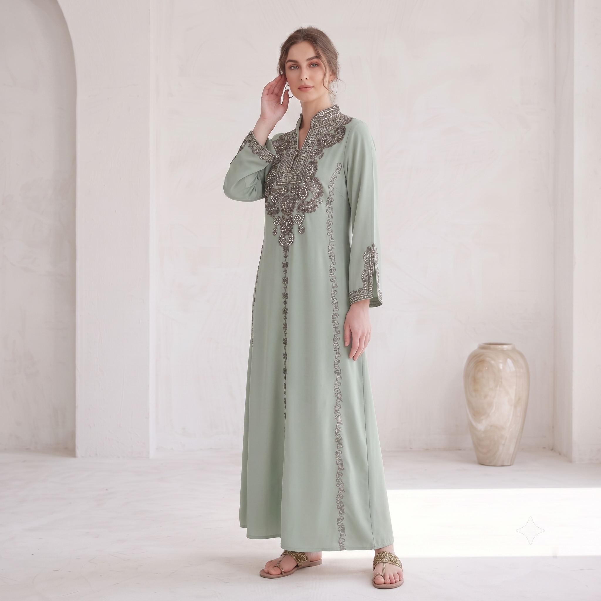 Robes traditionnelles et abayas pour femmes Aiyu Nuex, broderie exquise, abaya femme, perles et strass, kaftan long et ample