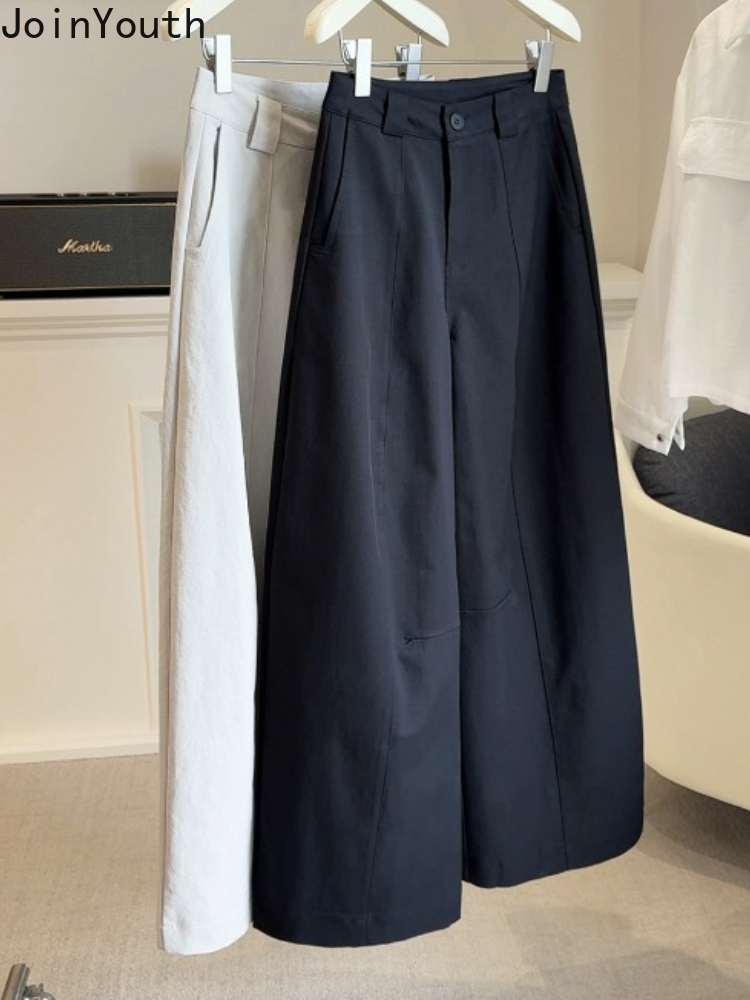 2025 nouveaux bas Pantalon à jambes larges pour femmes Pantalon Femme haute Wiast Pantalon décontracté ample Vintage coréen pantalons De Mujer