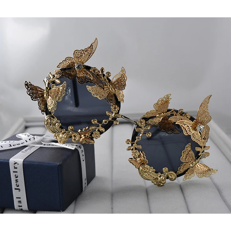 Lunettes de soleil de luxe rondes baroques, monture métallique à fleurs, style vintage, design de marque, accessoires de mode décontractés pour l'extérieur, lunettes de soleil pour femmes