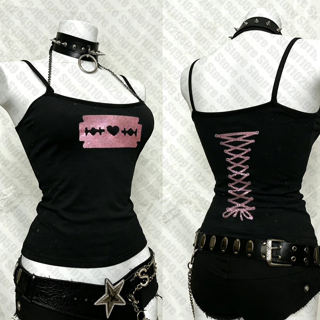 Vêtements vintage, vêtements emo goth pour femmes, corset, hauts esthétiques pour femmes, chemisiers pour femmes, vêtements grunge d'été, tops Y2k, Harajuku