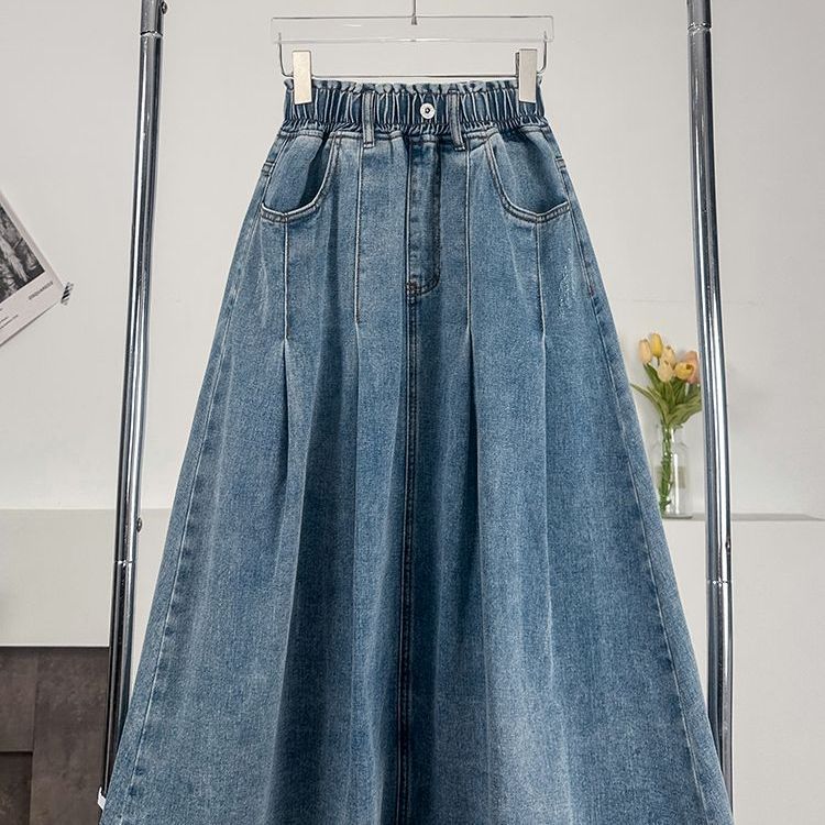 Jupes en jean pour femmes, mi-longues, coupe trapèze, taille élastique, ajustées, boutonnées, élégantes, style Y2K, streetwear, décontractées, pour le travail, été 2026