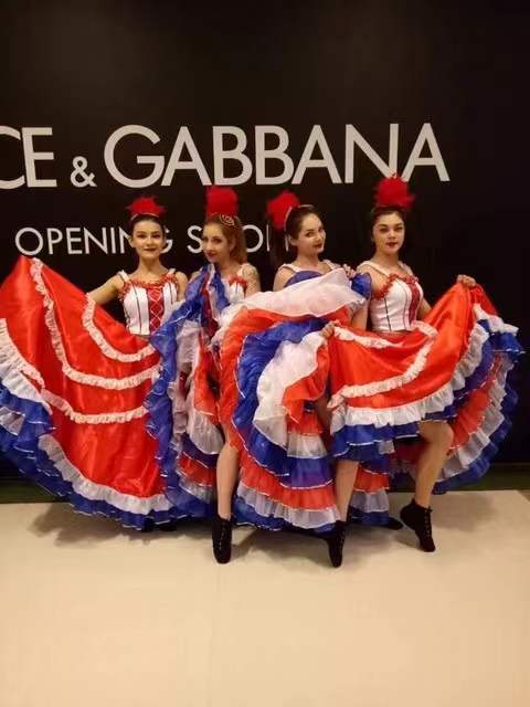 Costume de carnaval, robes de danse d'ouverture Sexy, danse Cancan française, jupe 360, robe de scène