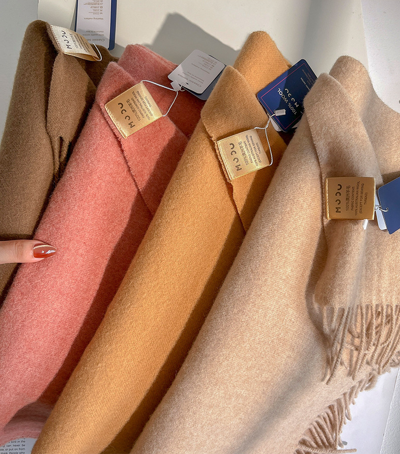 Mode 100% laine écharpe douce couleur unie écharpe pour les femmes polyvalent chaud hiver écharpe épaissir tricoté châle Simple gland foulards