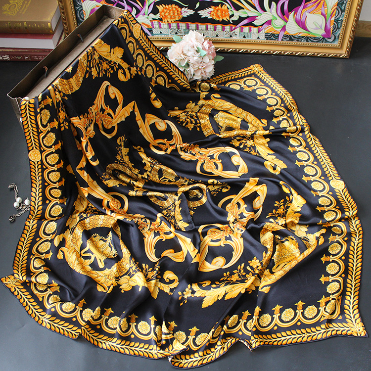 Foulard en Soie Douce 110CM pour Femme, Bords Roulés à la Main, Bandanas, Châles Carrés, Accessoires Vestimentaires, Ceinture, Foulards pour Cheveux et Cou, 110cm