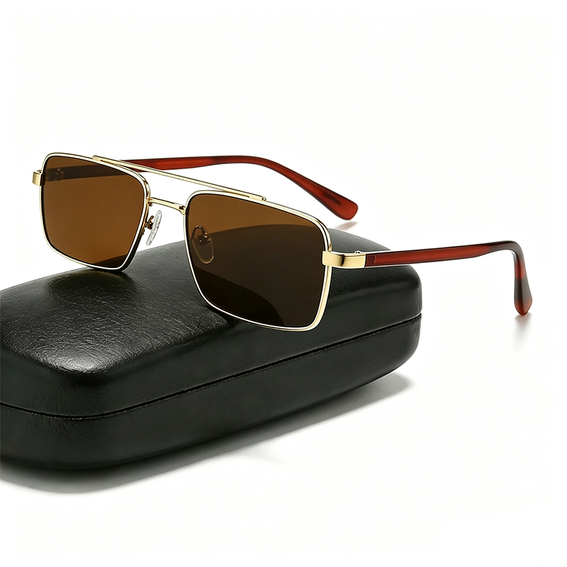 Lunettes de soleil carrées à double pont pour femmes et hommes, style rectangulaire, décontractées, pour affaires, de marque, design vintage