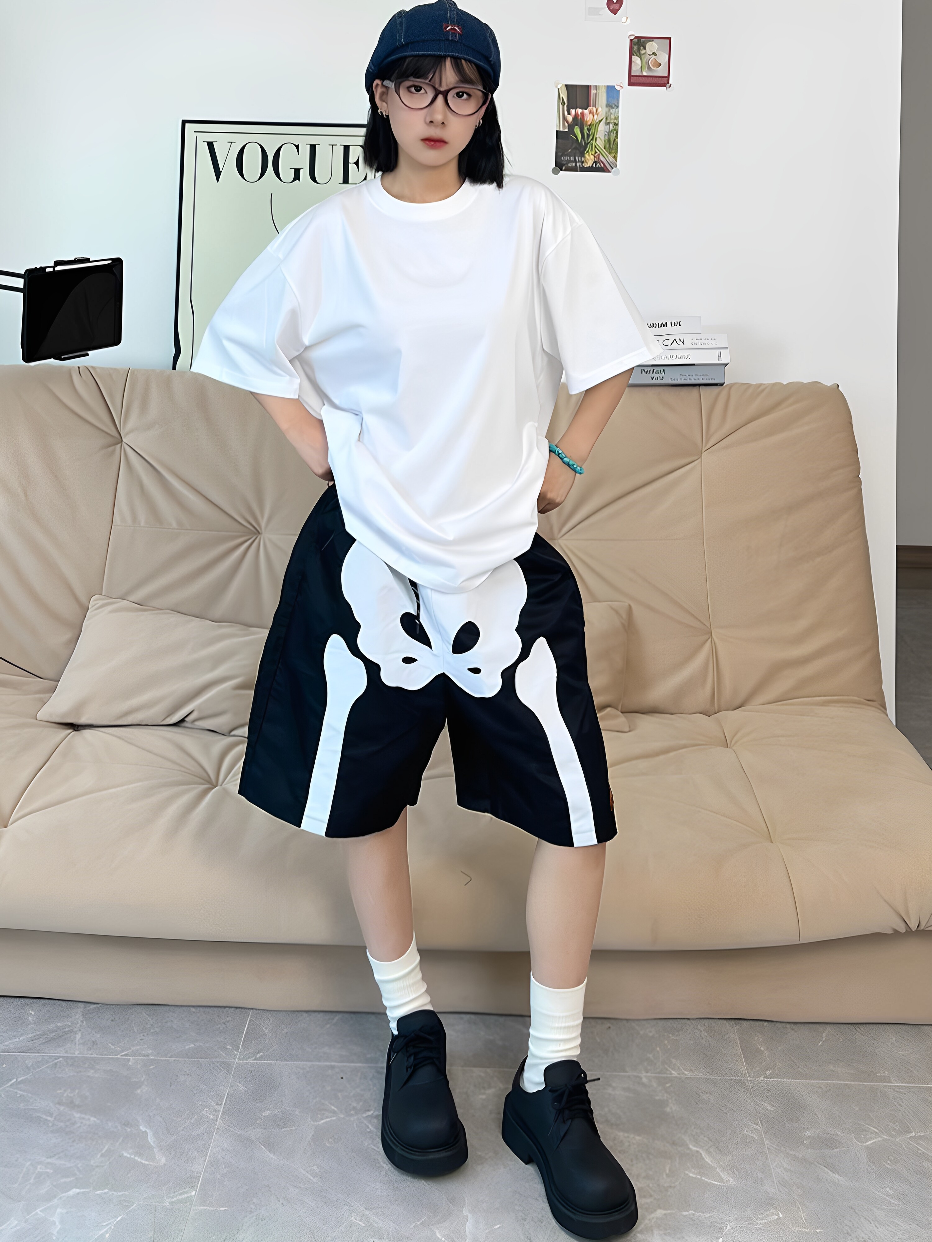 Pantalon décontracté en maille de nylon de style japonais avec taille élastique respirante et design à cinq poches