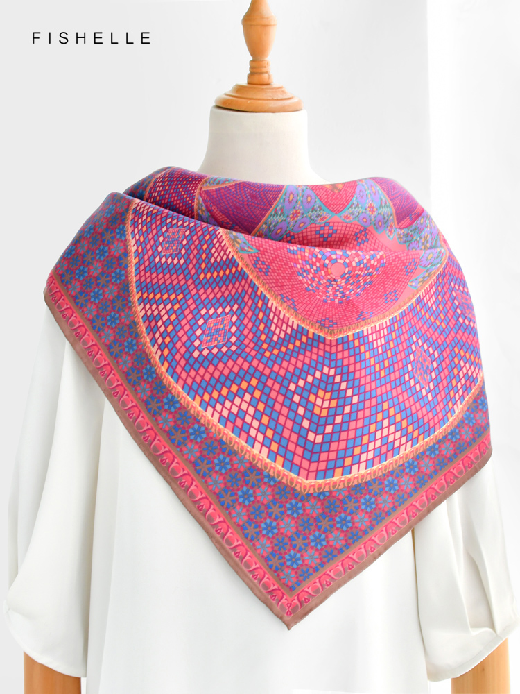 Magnifique foulard 100% soie imprimé, châle enveloppement sergé, Bandana Hijab carré pour femmes, bandeau, foulard, cadeaux luxueux pour dames