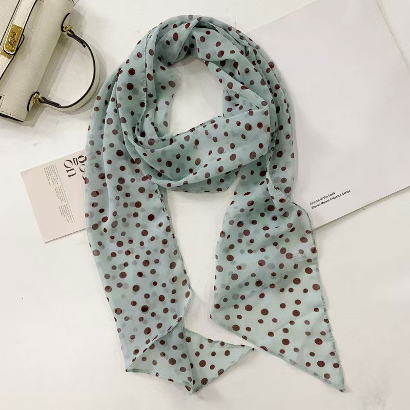 Écharpe fine à pois pour femmes, élégante écharpe longue pour le cou, accessoire polyvalent de style coréen assorti à tout