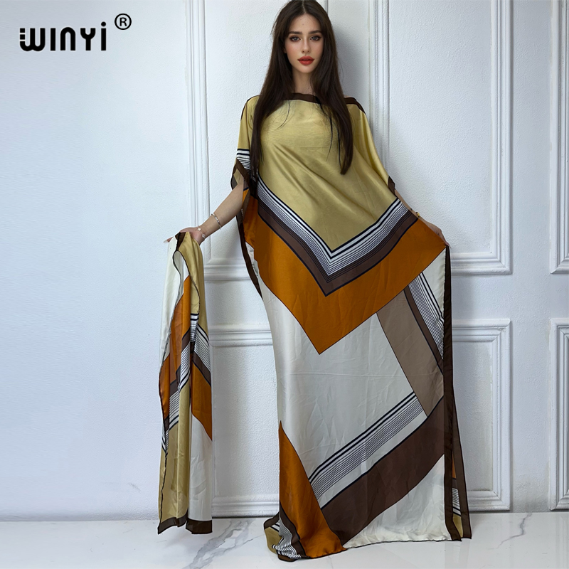 WINYI Robe traditionnelle africaine musulmane pour femme, Abaya Dubaï, Kaftan de luxe, Robe de soirée élégante, Robe longue maxi, Tenue de plage