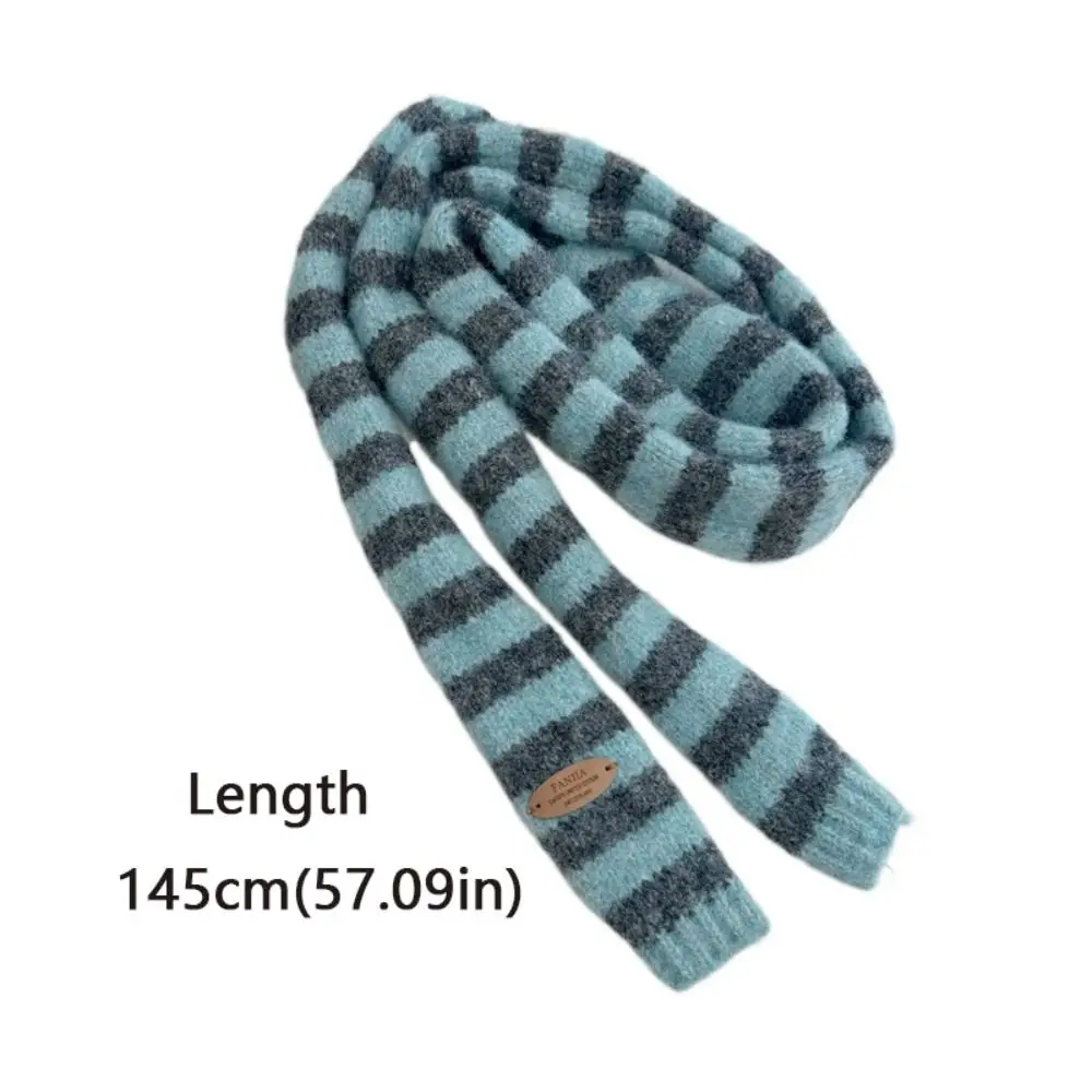 Foulard Long en coton à rayures noires et grises pour femmes, foulard décoratif Slim, chaud, tricoté, mode Streetwear