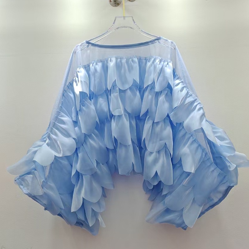 Femmes printemps haut d'automne chemise manches chauve-souris à volants irrégulier nouveau rétro Simple confortable ample décontracté nouvelle Niche douce polyvalente