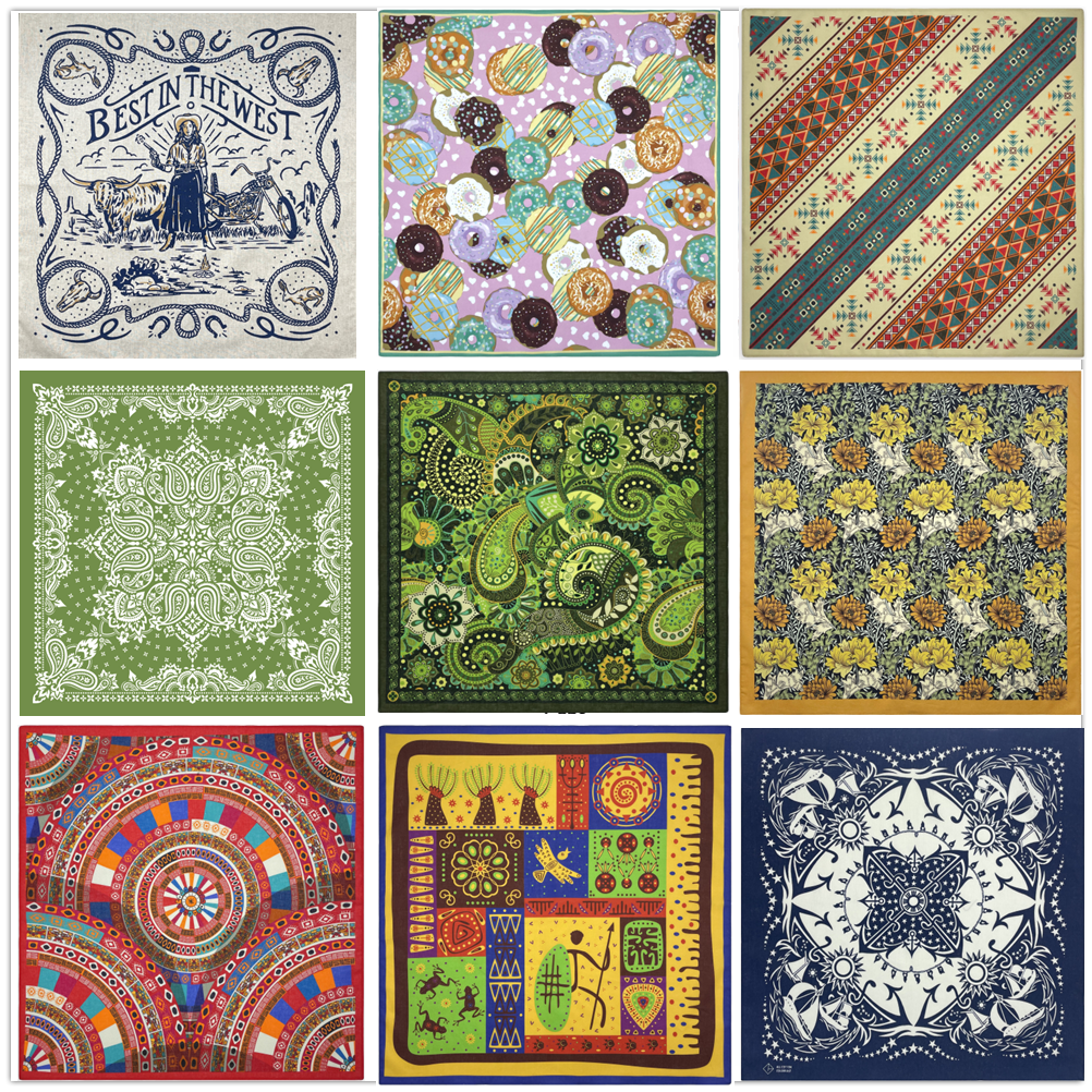 Nouveau design tendance, magnifique foulard carré en coton 100% pour femme, style rétro hip-hop, motif floral, bandana, cadeau pour femmes/filles
