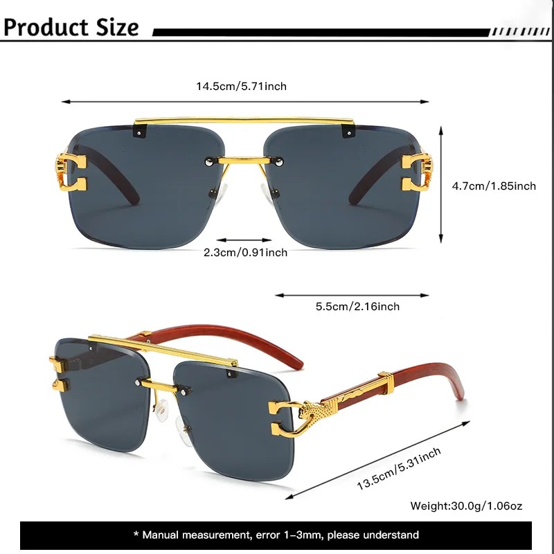 Lunettes de soleil carrées tendance sans monture pour hommes et femmes, protection UV, idéales pour la conduite, verres dégradés sans cadre