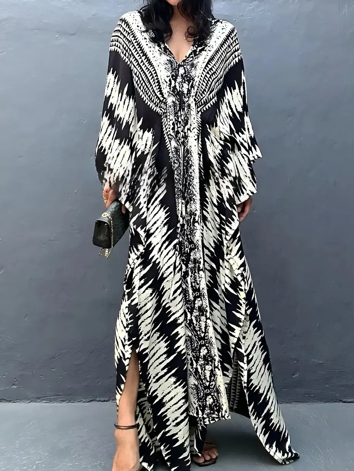 Robes caftan MAKABO pour femmes, col en V, imprimés colorés, robes de plage caftan pour maillots de bain