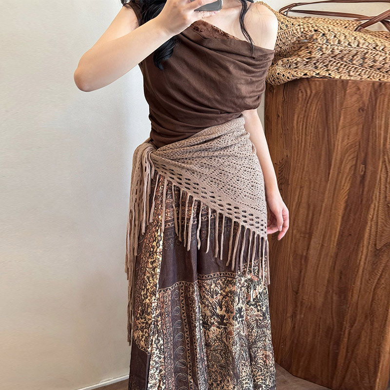 Bandana triangulaire style Wasteland, châle bohème à franges, écharpe pour la tête, le cou, la hanche, multi-usage, accessoire de mode audacieux