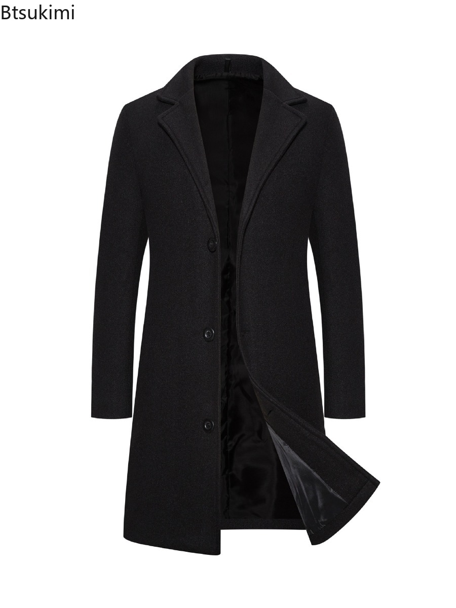 Manteaux en laine pour hommes, mode simple boutonnage, Business décontracté, Slim, coupe-vent, nouveaux vêtements pour hommes, pardessus, automne hiver 2026