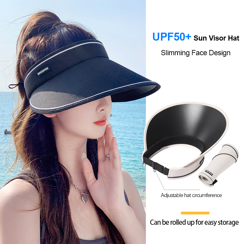 Casquette Pare-Soleil Femme Anti-UV pour le Shopping, le Cyclisme, la Plage, la Randonnée, le Parc – Large Bord Pliable, Effet Amincissant, Visière Ouverte