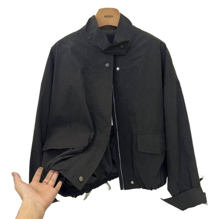 Veste courte Femme printemps automne nouveau décontracté Femme coupe-vent col montant outillage veste basique fermeture éclair manteau hauts