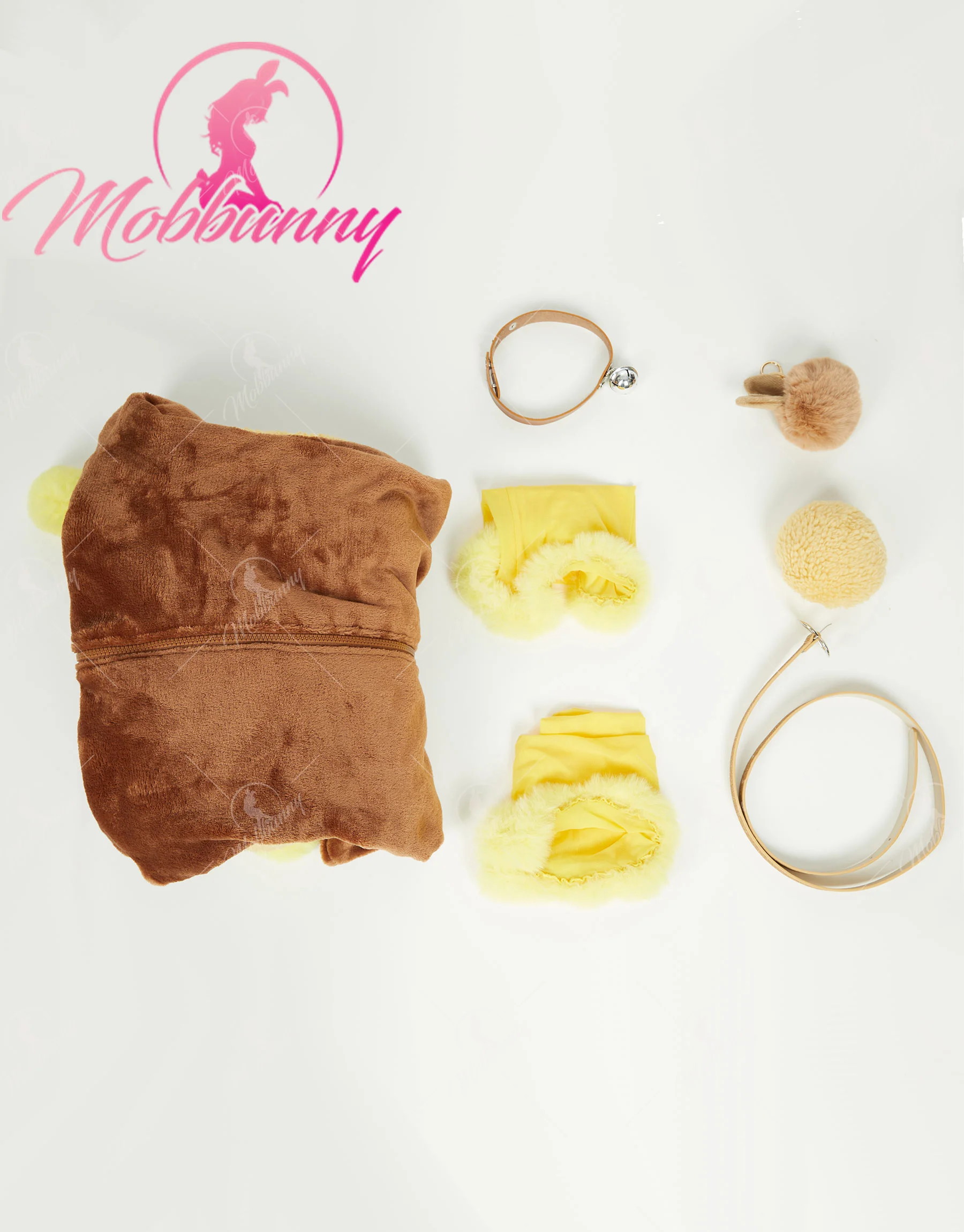 Mobbunny PM Derivative peluche Homewear moelleux moulante barboteuse body à capuche avec chaussettes cuisses et tour de cou