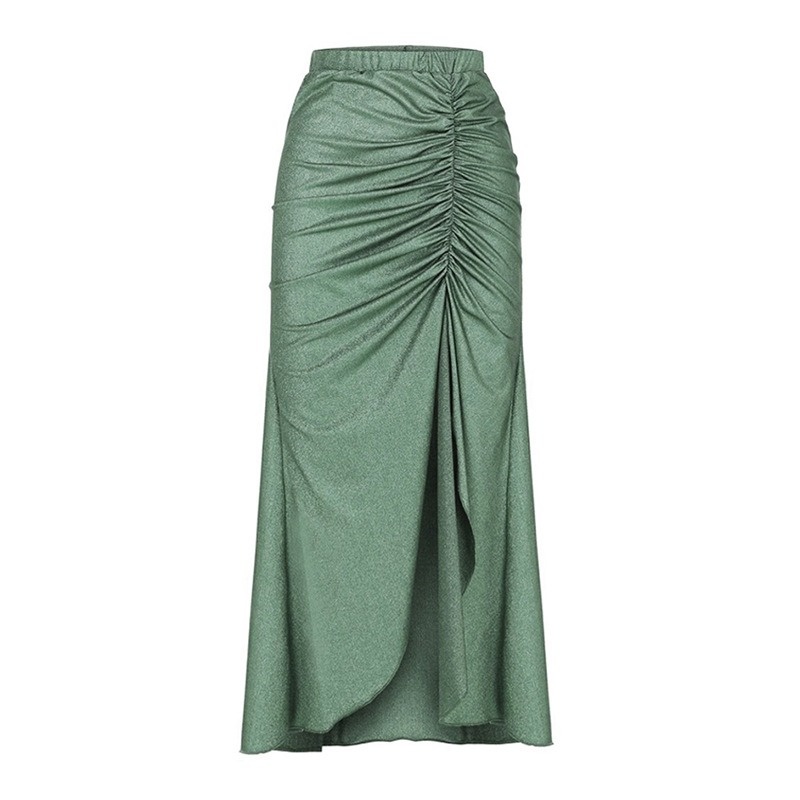Mode crème solaire Bikini couvrir femmes froncé conception taille haute côté fente jupes longues 2025 nouvelles vacances élégant Chic vêtements de plage