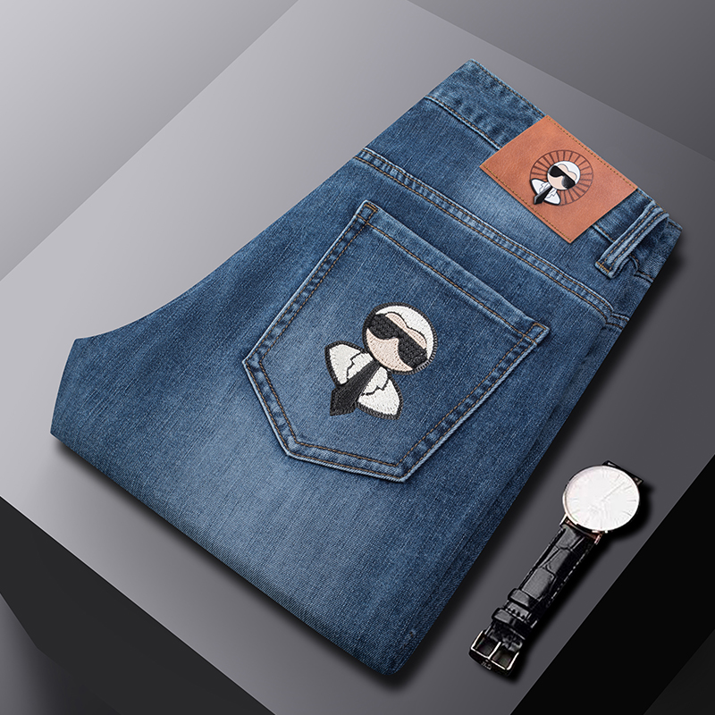 Jeans pour hommes tendance, coupe droite extensible, décontractés, coupe slim, pantalon en denim, marque masculine, design de luxe, pantalon classique pour affaires