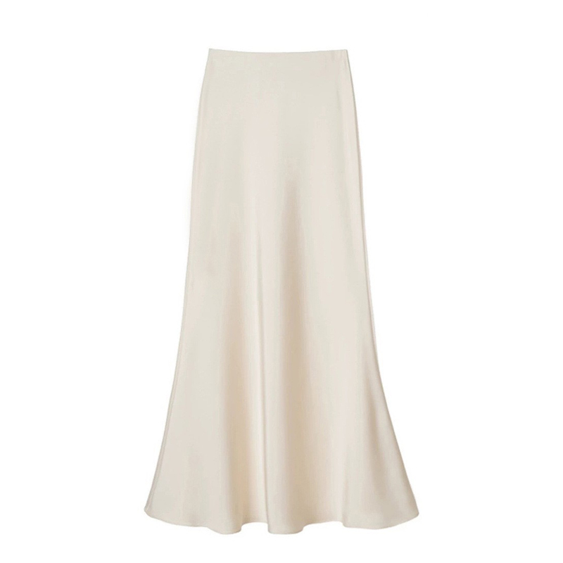 Jupe en Satin pour femmes, jupe mi-longue trapèze, fluide, moulante, taille haute, queue de poisson, printemps-automne