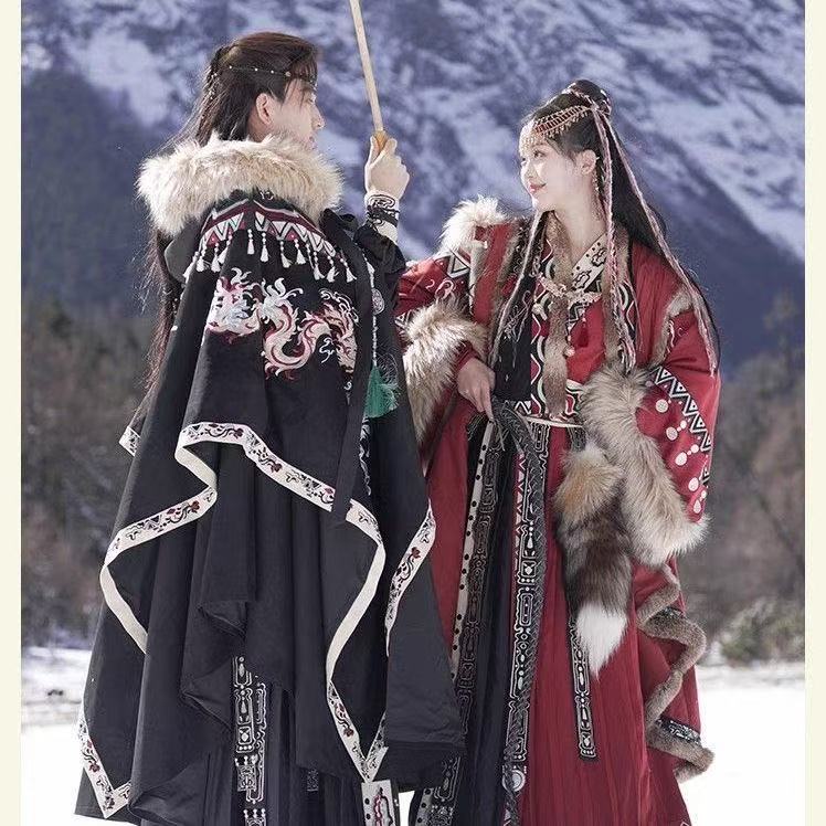 Robe tibétaine exotique pour couples, vêtements traditionnels chinois brodés Zang, tenues de scène Vintage, costumes de photographie de voyage de mariage