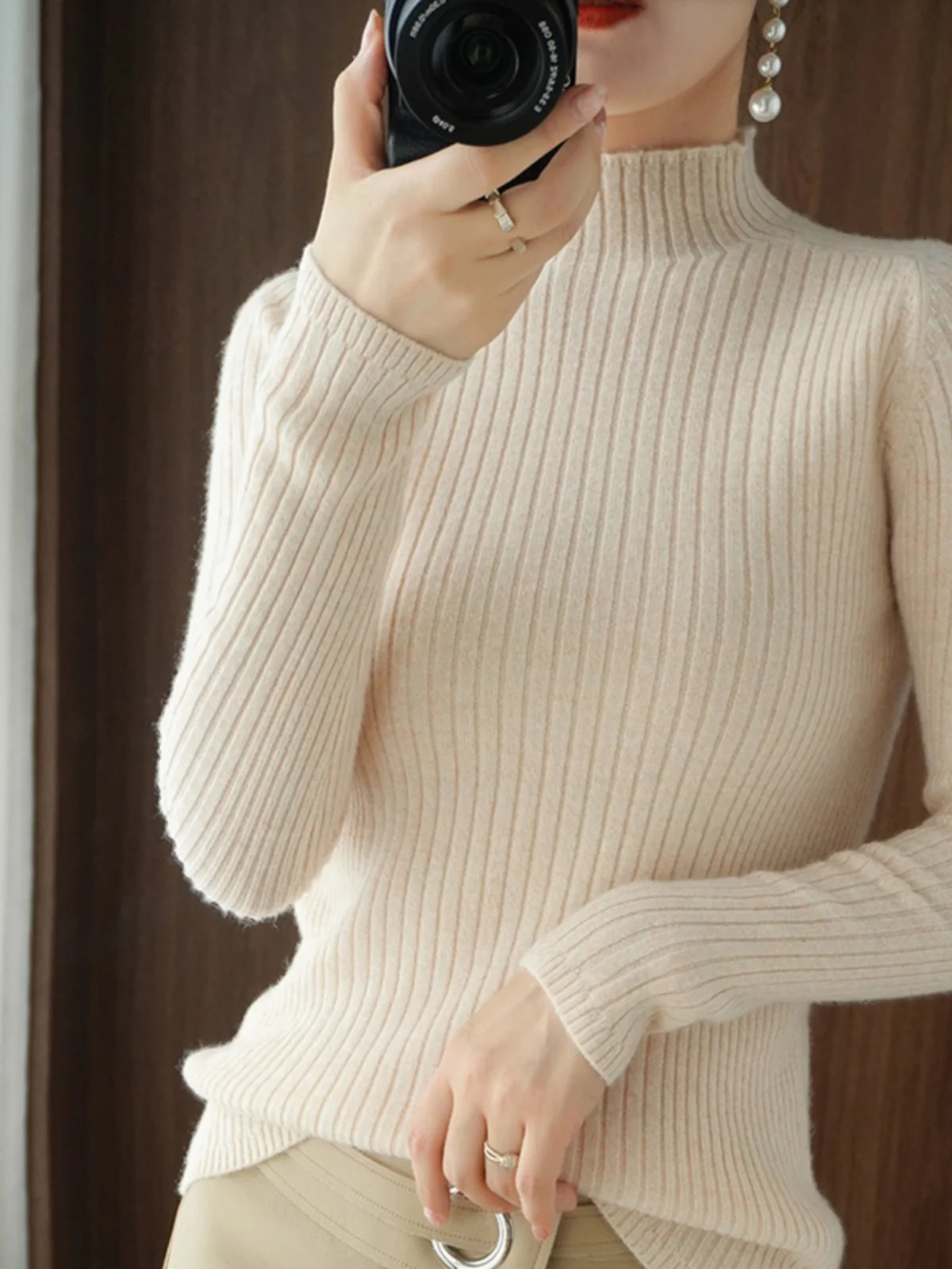 Pull à manches longues coupe couvertes pour femme, chandails optiques chauds, pulls coréens, col mi-haut, tricot monochrome, mode automne et hiver
