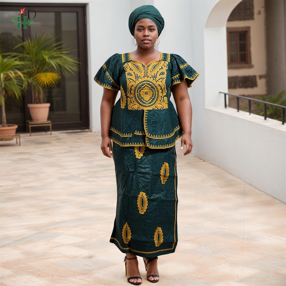 Robes africaines H&D pour femme, robe turque brodée, ensembles 2 pièces, robes traditionnelles Bazin Africain en solde