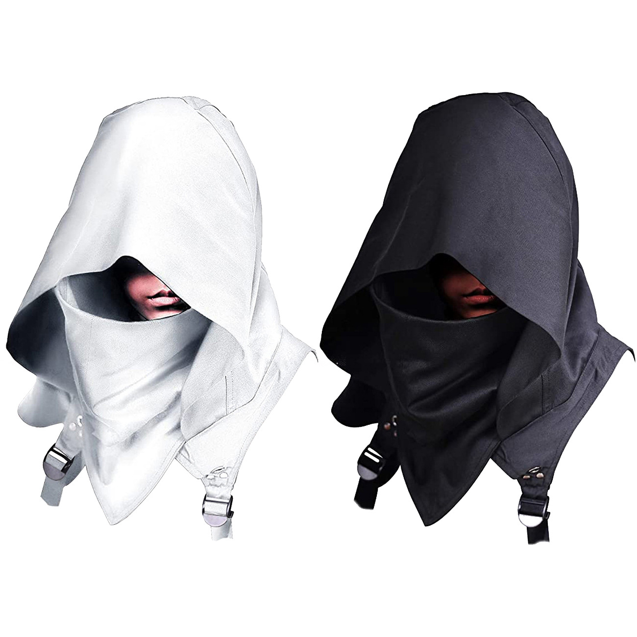 Cape à capuche adulte, costumes cyberpunk, accessoire païen, chapeau tueur médiéval, costume de guerrier et usage quotidien