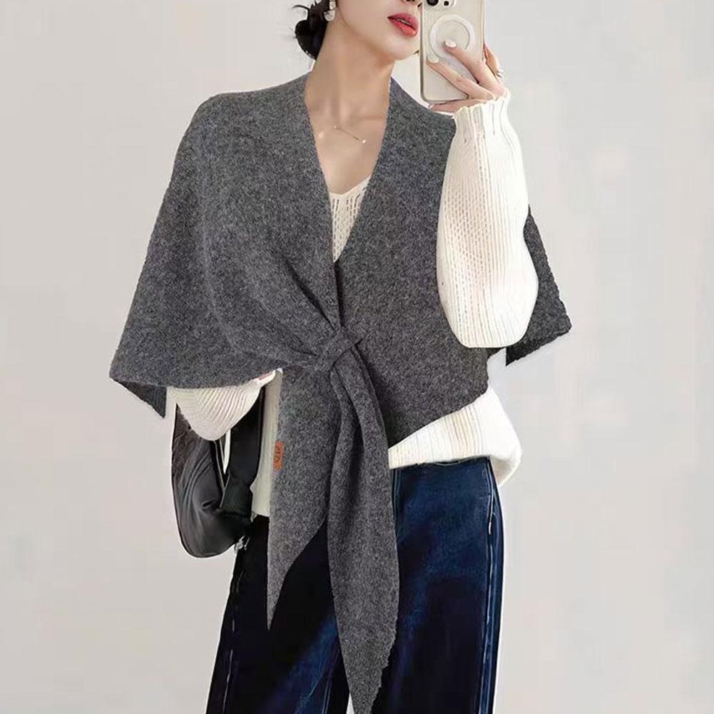 Écharpe Triangle en laine coréenne pour femmes, écharpe tricotée multifonctionnelle, châle chaud de loisirs à la mode, automne hiver